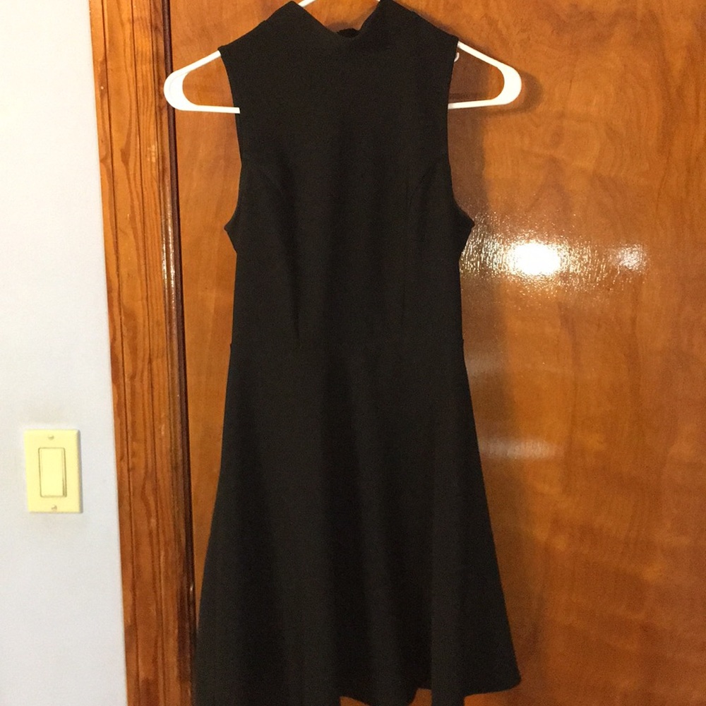Black high collar skater dress